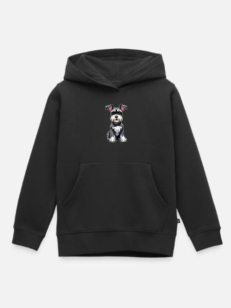 Mignon petit chien schnauzer - Sweat Premium à capuche enfant bio - noir