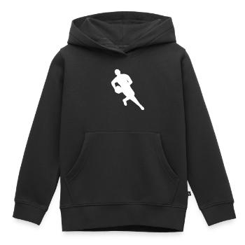 Le rugby en mouvement - Sweat Premium à capuche enfant bio - noir - Devant - AI Model Kid Male (0cm)