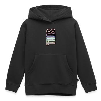 STILL ILL – Pastellschriftzug mit Charakter - Kinder Premium Organic Hoodie - Schwarz - Vorne - AI Model Kid Male (0cm)