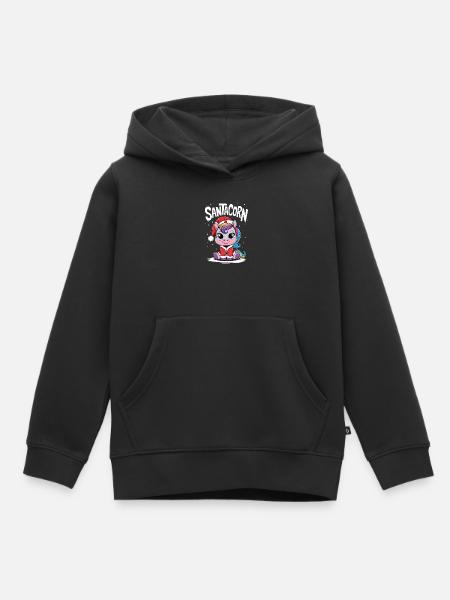 Pull de Noël licorne Noël Noël - Sweat Premium à capuche enfant bio - noir