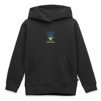 Soutien à l’Ukraine - Sweat Premium à capuche enfant bio - noir - Devant - AI Model Kid Male (0cm)