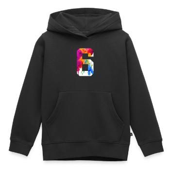 NUMBER 6 YEARS OLD 6TH BIRTHDAY - Kids Premium Organic Hoodie - black - Front - AI Model Kid Male (0cm)