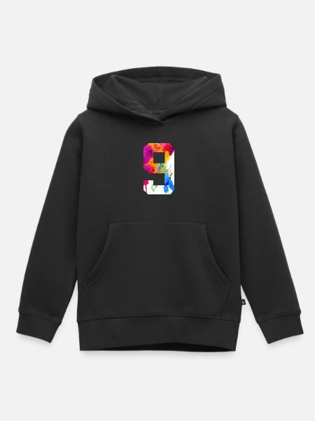 NUMÉRO 9 ANS 9E ANNIVERSAIRE - Sweat Premium à capuche enfant bio - noir