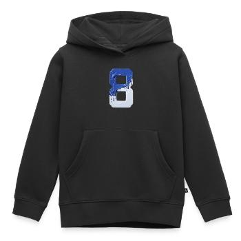 NR. 8 NUMMER 8 BLAU WEIß 8. GEBURTSTAG - Kinder Premium Organic Hoodie - Schwarz - Vorne - AI Model Kid Male (0cm)