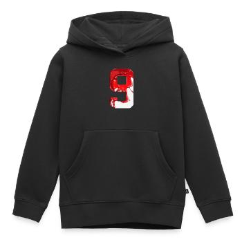 NR. 9 NUMMER 9 ROT WEIß 9. GEBURTSTAG - Kinder Premium Organic Hoodie - Schwarz - Vorne - AI Model Kid Male (0cm)