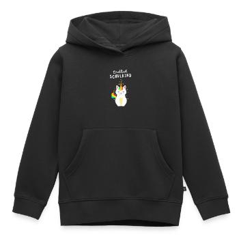 Endlich Schulkind Katze Einhorn Einschulung - Kinder Premium Organic Hoodie - Schwarz - Vorne - AI Model Kid Male (0cm)
