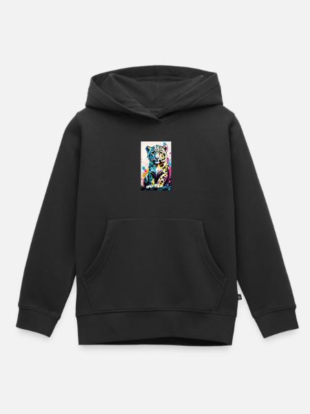 Schneeleopard | Leopard | Raubtier - Kinder Premium Organic Hoodie - Schwarz