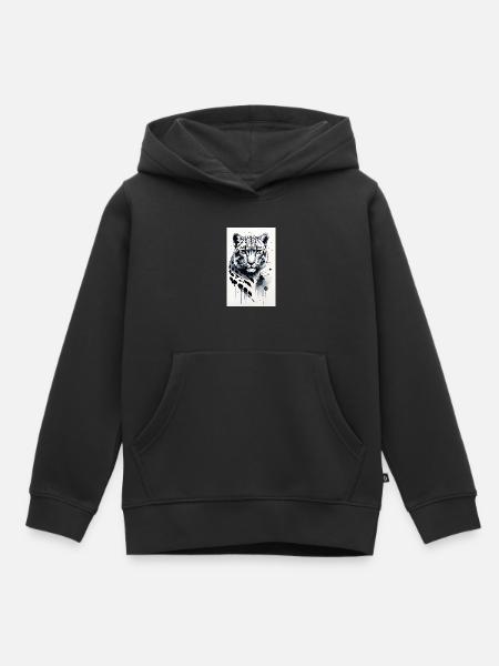 Schneeleopard | Leopard | Raubtier - Kinder Premium Organic Hoodie - Schwarz
