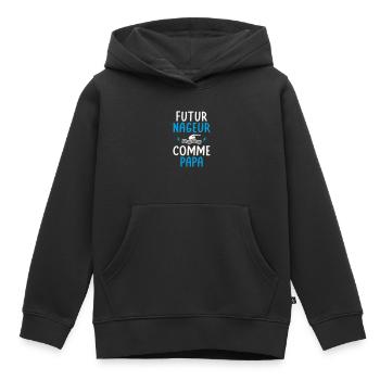 Futur nageur - Comme papa - Cadeau humour - Sweat Premium à capuche enfant bio - noir - Devant - AI Model Kid Male (0cm)