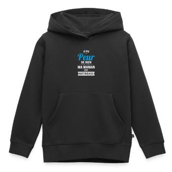 Je n'ai peur de rien ma maman est Martiniquaise - Sweat Premium à capuche enfant bio - noir - Devant - AI Model Kid Male (0cm)