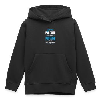Ma maman n'est pas parfaite - Poitevine - Sweat Premium à capuche enfant bio - noir - Devant - AI Model Kid Male (0cm)