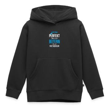 Meine Mama ist nicht perfekt aber sie ist Reiterin - Kinder Premium Organic Hoodie - Schwarz - Vorne - AI Model Kid Male (0cm)