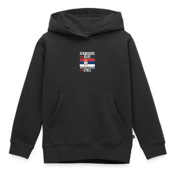 Serbe Serbe Serbie - Sweat Premium à capuche enfant bio - noir - Devant - AI Model Kid Male (0cm)