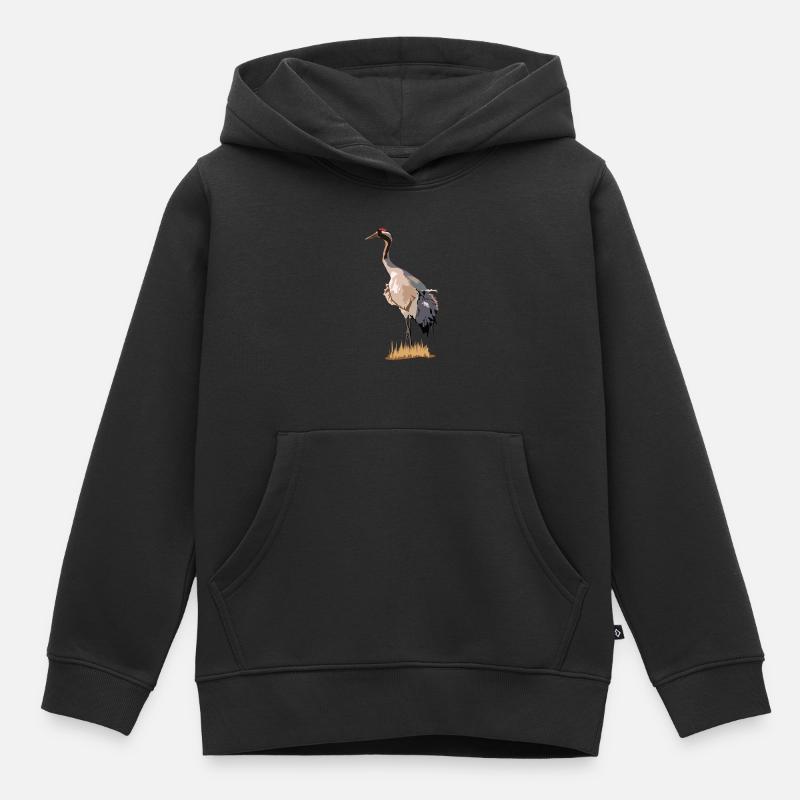 Kranich - Kinder Premium Organic Hoodie - Schwarz