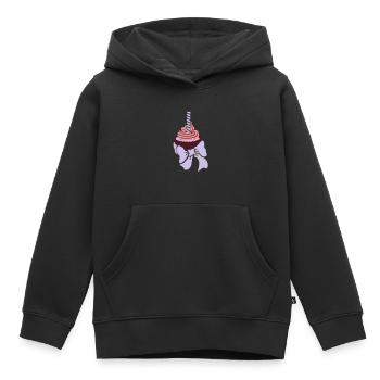petit gâteau d'anniversaire / muffin - Sweat Premium à capuche enfant bio - noir - Devant - AI Model Kid Male (0cm)