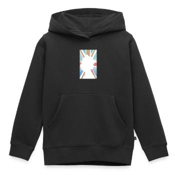 QUEEN ELIZABETH UK FLAG UNION JACK KINGDOM HEAVEN - Kids Premium Organic Hoodie - black - Front - AI Model Kid Male (0cm)