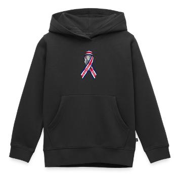 Union Jack Bow Reine Elizabeth II - Sweat Premium à capuche enfant bio - noir - Devant - AI Model Kid Male (0cm)