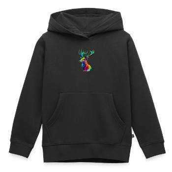 Cerf - Sweat Premium à capuche enfant bio - noir - Devant - AI Model Kid Male (0cm)