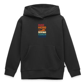 Dad Hero Diving Coach Legend Funny Diving Dad 2024 - Sweat Premium à capuche enfant bio - noir - Devant - AI Model Kid Male (0cm)