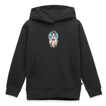 Japanerin im Kimono - Japan - Kinder Premium Organic Hoodie - Schwarz - Vorne - AI Model Kid Male (0cm)
