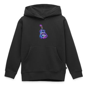Ukulélé - Sweat Premium à capuche enfant bio - noir - Devant - AI Model Kid Male (0cm)