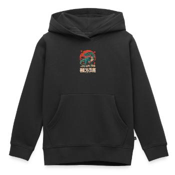 Dinosaure Japonais Rétro - Sweat Premium à capuche enfant bio - noir - Devant - AI Model Kid Male (0cm)