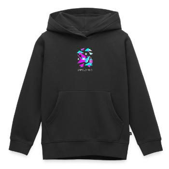 Dépliant 6 grues origami - Sweat Premium à capuche enfant bio - noir - Devant - AI Model Kid Male (0cm)