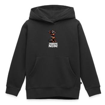 Avant de demander à Miniature Pinscher Pinscher Pinscher Fan - Sweat Premium à capuche enfant bio - noir - Devant - AI Model Kid Male (0cm)
