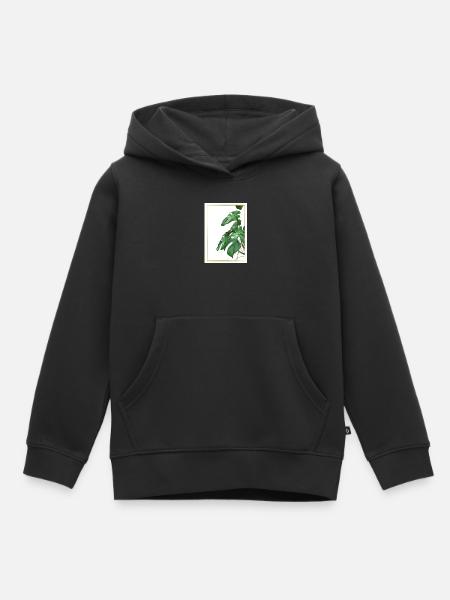 Monstera Blätter im Goldrahmen - Kinder Premium Organic Hoodie - Schwarz