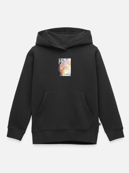 Kirschbäume in Aube Aquarell - Kinder Premium Organic Hoodie - Schwarz