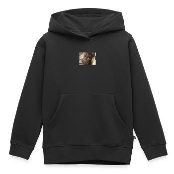 chat, cocur, chatte - Sweat Premium à capuche enfant bio - noir - Devant - AI Model Kid Male (0cm)