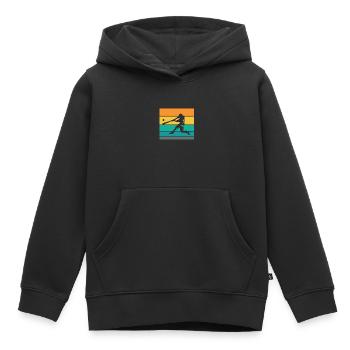 Joueur de baseball Baseball Batteur de batte de baseball - Sweat Premium à capuche enfant bio - noir - Devant - AI Model Kid Male (0cm)
