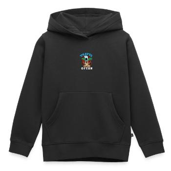 Travel, Travel, Vacation, Vacation, Traveling - Kids Premium Organic Hoodie - black - Front - AI Model Kid Male (0cm)