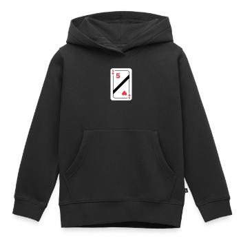 Herz Fünf Spielkarte Pokerkarte - Kinder Premium Organic Hoodie - Schwarz - Vorne - AI Model Kid Male (0cm)