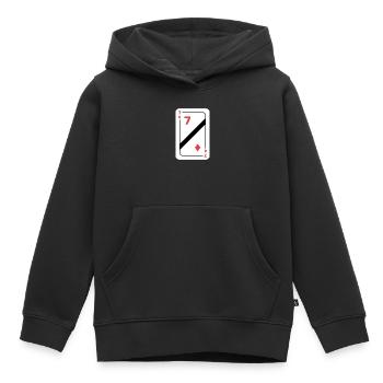 Karo Sieben Spielkarte Pokerkarte - Kinder Premium Organic Hoodie - Schwarz - Vorne - AI Model Kid Male (0cm)