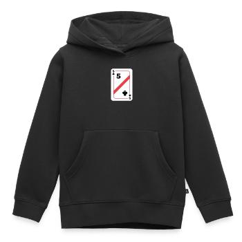 Clubs Cinq Carte à jouer Carte de poker - Sweat Premium à capuche enfant bio - noir - Devant - AI Model Kid Male (0cm)