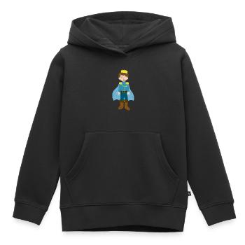 Prince - Sweat Premium à capuche enfant bio - noir - Devant - AI Model Kid Male (0cm)