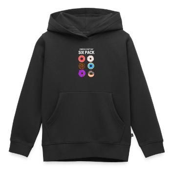 découvrez mon pack de six. Beignet de six paquets - Sweat Premium à capuche enfant bio - noir - Devant - AI Model Kid Male (0cm)