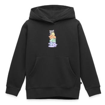 Regenbogen Katzen Haufen - Kinder Premium Organic Hoodie - Schwarz - Vorne - AI Model Kid Male (0cm)