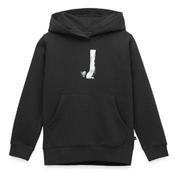 J – decorative character – winter - Kids Premium Organic Hoodie - black - Front - AI Model Kid Male (0cm)