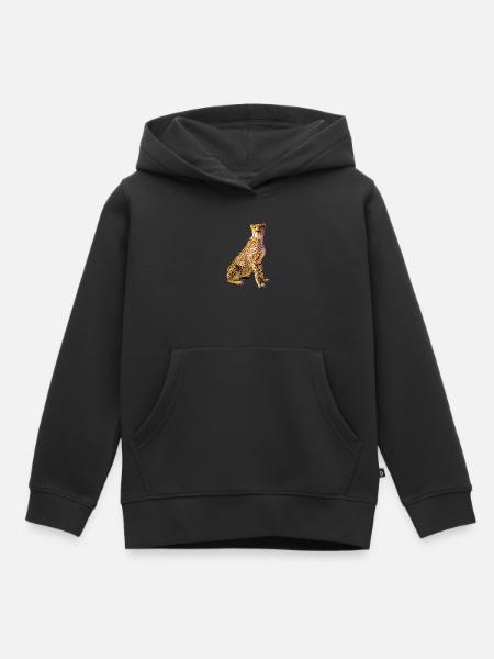 Gepardenporträt Goldene Flecken - Kinder Premium Organic Hoodie - Schwarz