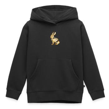 Lapin de couleur or coloré en chrome - Sweat Premium à capuche enfant bio - noir - Devant - AI Model Kid Male (0cm)