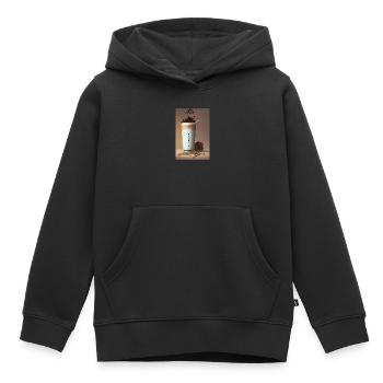 Café, grains de café - Sweat Premium à capuche enfant bio - noir - Devant - AI Model Kid Male (0cm)