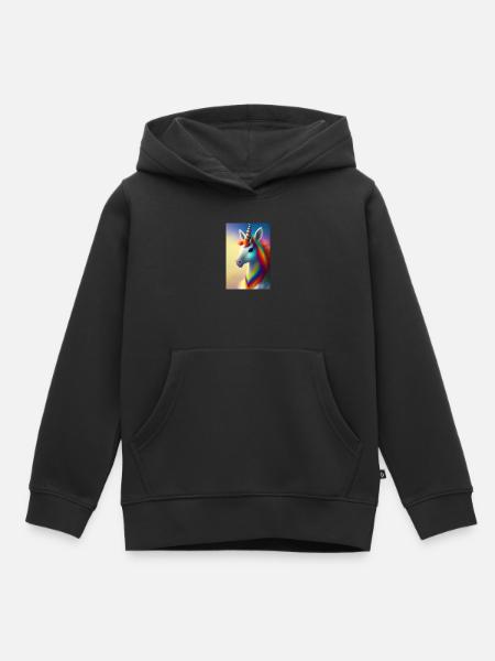 Einhorn - Kinder Premium Organic Hoodie - Schwarz