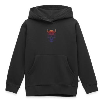 Crâne avec cornes - Sweat Premium à capuche enfant bio - noir - Devant - AI Model Kid Male (0cm)