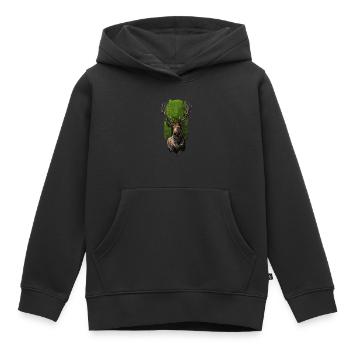 Majestätischer Monarch: Elch - Kinder Premium Organic Hoodie - Schwarz - Vorne - AI Model Kid Male (0cm)