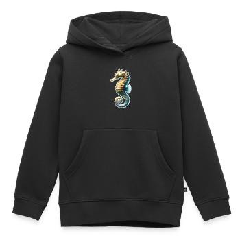 Hippocampe - Sweat Premium à capuche enfant bio - noir - Devant - AI Model Kid Male (0cm)