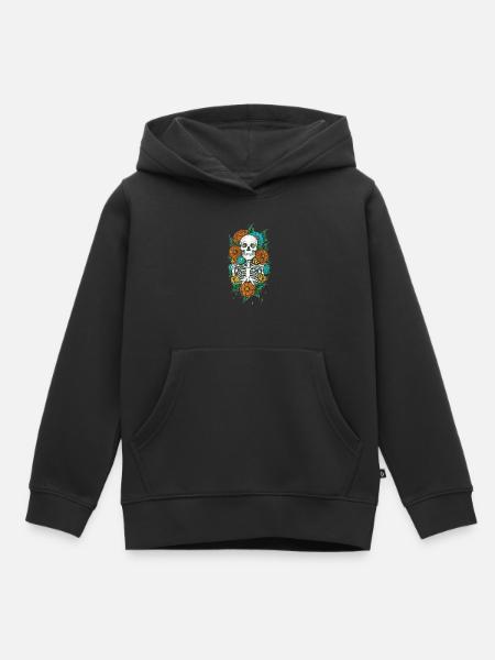 Floral Skeleton 2 - Kinder Premium Organic Hoodie - Schwarz