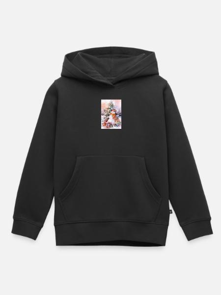 Schneemann-Aquarell Weihnachten - Kinder Premium Organic Hoodie - Schwarz