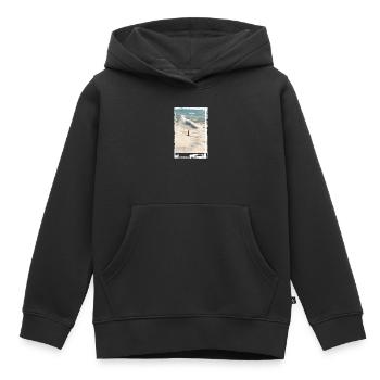 Photo d’oiseau échassier : mer du Nord, mouette, plage, mer Baltique - Sweat Premium à capuche enfant bio - noir - Devant - AI Model Kid Male (0cm)